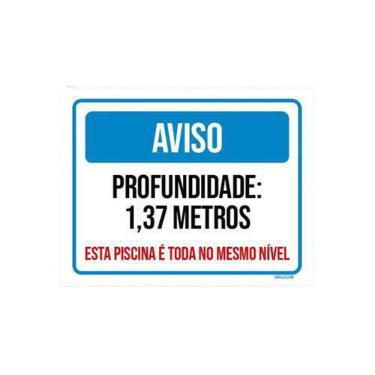 Imagem de Kit 3 Placa Azul Aviso Profundidade 1,37 Metros