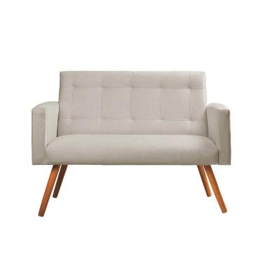 Imagem de Sofá Namoradeira 2 Lugares Sabrina Veludo Bege Marfim - Star Confort Bege Marfim