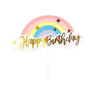 Imagem de Topo De Bolo Unicórnio Arco-Íris Para Crianças, Decoração De Festa De 