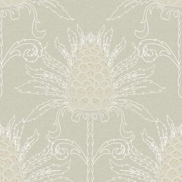 Imagem de Vinjiasin Papel de parede floral de cardo bege, mural de arte de linha elegante, decoração de parede removível, vinil texturizado autoadesivo para quarto, sala de estar, papel de parede botânico