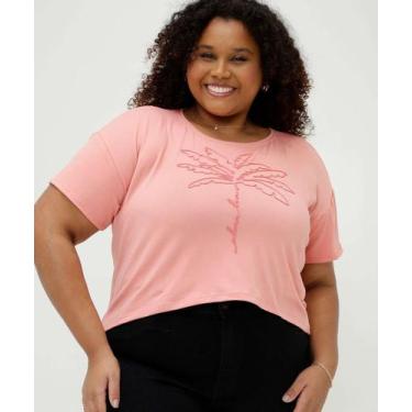 Imagem de Blusa Plus Size Feminina Suede Bordada Marisa-54043, Rosa, G4