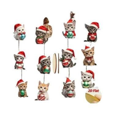 Imagem de 12 Peças De Decorações De Natal Para Árvore De Gatos, Placas Elegantes