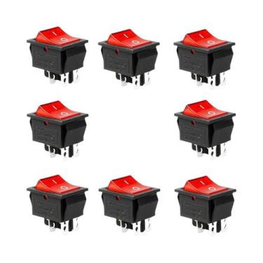 Imagem de Interruptores Gangorra KCD4 Com Luz Vermelha, 8 Peças, DPST, 4 Pinos, 