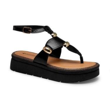 Imagem de Sandalia Feminina Papete Flat Mississipi Aplique Tachas Moda Casual Tornozelo Ref: Mf991-Feminino