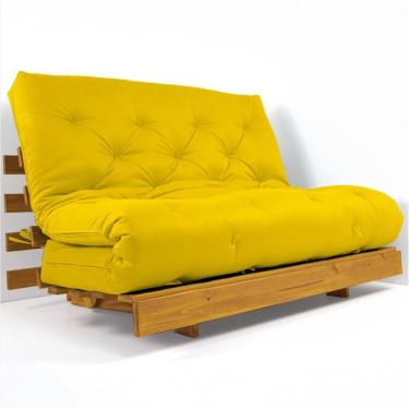 Imagem de Sofá Cama Casal Futon Tokio Amarelo Madeira Maciça Cor Mel