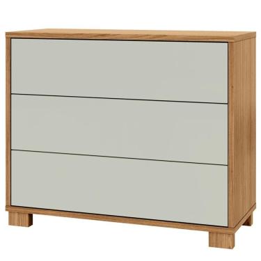 Imagem de Cômoda Para Quarto 3 Gavetas 105cm Click D03 Freijó Off White - Lyam Decor