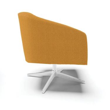 Imagem de Cadeira Sala De Jantar Giratória Base Cromada Stella Bouclê D03 - D'rossi Cor Mostarda