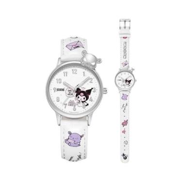 Imagem de Relógio De Quartzo Infantil De Couro Branco Sanrio Hello Kitty Kuromi 