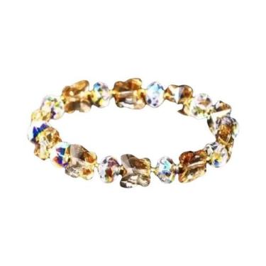 Imagem de Pulseira Feminina De Cristal Borboleta Com Miçangas Elásticas E Cordão