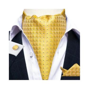 Imagem de Conjunto De Abotoaduras De Luxo Masculinas Ascot Com Lenço De Bolso Pa