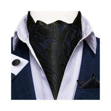 Imagem de Conjunto De Abotoaduras De Luxo Masculinas Ascot Com Lenço De Bolso Pa