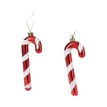 Imagem de Enfeites De Natal Em Forma De Bastão De Açúcar Listrado Vermelho E Bra