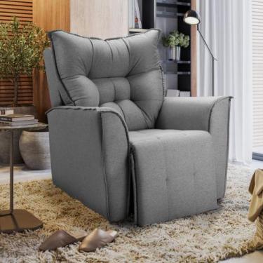 Imagem de Poltrona Reclinavel Do Papai Para Sala King Linho Chumbo - Shop das Ca