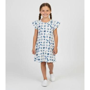 Imagem de Vestido Infantil Feminino Estampado Select Azul, 4, Azul