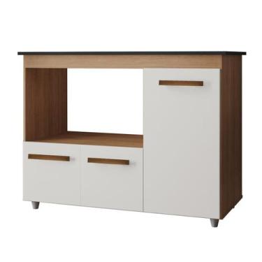 Imagem de Balcão Cooktop 3 Portas MDP Dobradiças Metálicas Pés Anita Savana / Of