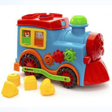 Imagem de Brinquedo Bebe 01 Ano Trenzinho Menino Menina Peças Geométricas De Enc