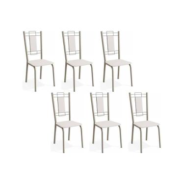 Imagem de Cadeira de Cozinha Florença C005 Kit 6 Un Niquel/Branco 106 - Kappesberg