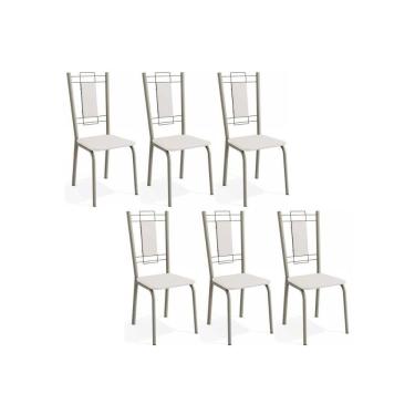 Imagem de Cadeira Sala de Jantar Florença 2C005NK Aço Kit 6 Un Niquel/Branco 106 - Kappesberg