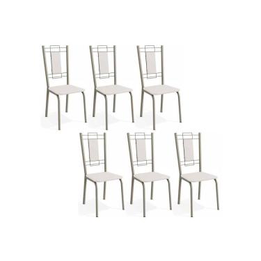 Imagem de Cadeira de Cozinha Florença 2C005NK Aço Kit 6 Un Niquel/Branco 106 - Kappesberg