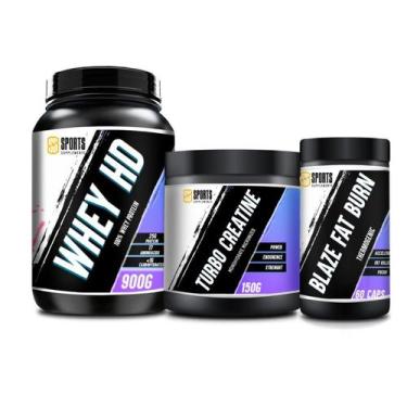 Imagem de Kit Whey 100%HD 900g + Creatina 150g  + Termogênico Blaze Fat Burn 60 