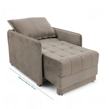 Imagem de Poltrona Cama Reclinável Retrátil Viena Veludo Capuccino - Loja Sheep