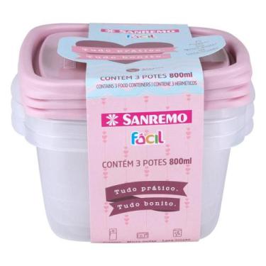 Imagem de Conjunto 3 Potes Quadrado 800ml SR125/3C Sanremo Sortido