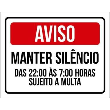 Imagem de Kit 3 Placa Acm Aviso Manter Silêncio Multa 18X23 - Sinalizo