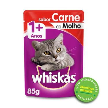 Imagem de Sachê Whiskas Sabor Carne Ao Molho Gatos Adultos 85g - Mars