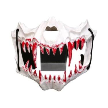 Imagem de Máscara De Halloween Estilo Anime Meia-Face Com Sangue, Máscara De Fes