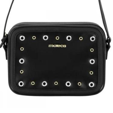 Imagem de Bolsa Moleca Transversal Detalhes Metalizados Feminina Preta -, Preto,