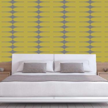 Imagem de Papel De Parede Geométrico Dourado E Cinza Autocolante Sala