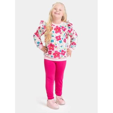 Imagem de Conjunto Inverno Menina Rosa Blusão com Babado e Legging Coelhinhas Fl