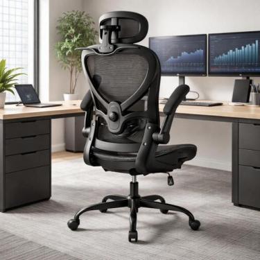 Imagem de Cadeira de Escritório Secretária Ergonômica Apoio Lombar Cervical Apoi