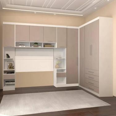 Imagem de Guarda Roupa Queen Modulado Cp09 Taiga Branco/Cinnamon L01 - Mpozenato