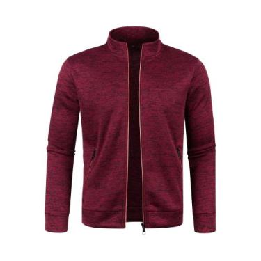 Imagem de Jaqueta Masculina De Moletom Com Zíper Longo, Bloco De Cores, Pelúcia 