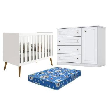 Imagem de Berço Americano Isis Branco Acetinado - Reller e Cômoda Infantil Ameri