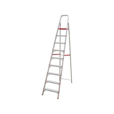 Imagem de Escada Doméstica em Alumínio 9 Degraus Suporta 120kg Robusta Leve Bota