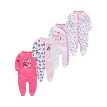 Imagem de Macacão De Bolinhas Para Bebês Meninas De 0 a 12 Meses, Conjunto De 3 