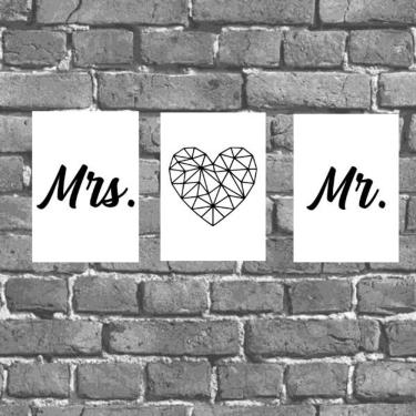 Imagem de kit 3 Placas Quarto Casal MR. e MRS. 18x27cm