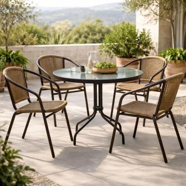 Imagem de Conjunto De Varanda E Jardim Mesa 80cm E 4 Cadeiras - Maui