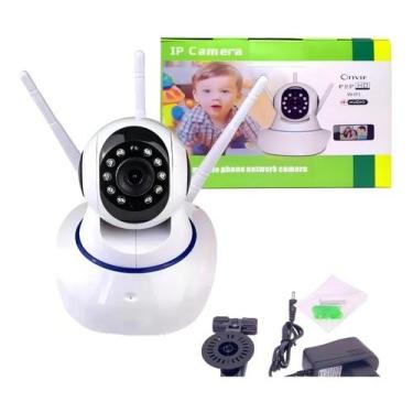 Imagem de Câmera Ip 3 Antenas Wireless 3ª Geração Wifi C/visão Noturna Cor Branc