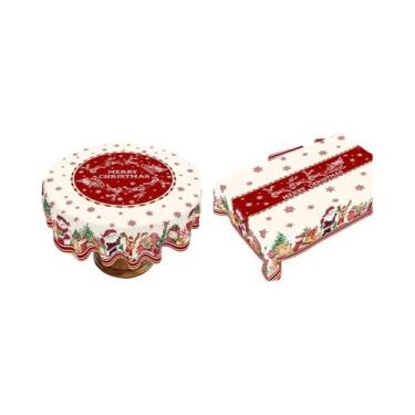 Imagem de Toalha De Mesa De Natal Com Papai Noel, Boneco De Neve E Rena Para Dec