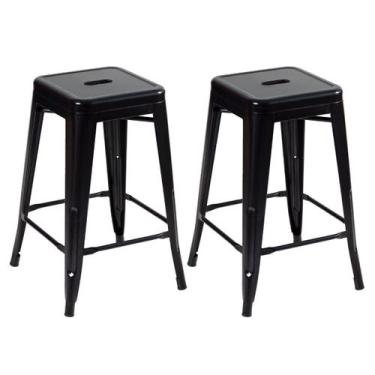 Imagem de Kit 2 Banquetas Laráz Iron Tolix média 61 cm - Preto - Laraz