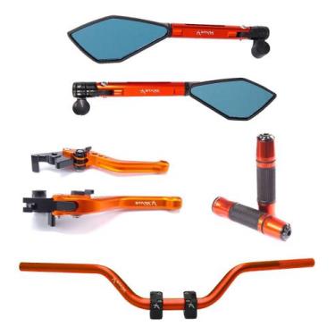 Imagem de Kit Guidão Naked Manopla Retrovisor Manete Cb250f Cb300 - Aolixin, Lar