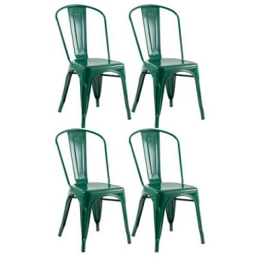 Imagem de Laraz Home Decor, Kit 4 Cadeiras Iron Tolix - Verde Escuro