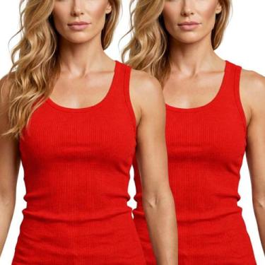 Imagem de Kit 2 Regatas Feminina Canelada Slim Fit em Ribana - LevelUp Store, 2 