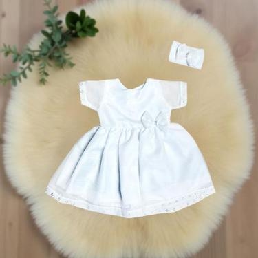 Imagem de Vestido Batizado Roupa Bebê Menina Branco Pérola 02 Peças - Marias Bab