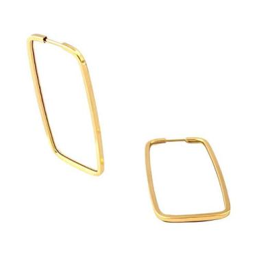Imagem de Brinco Retangular 30 Mm Em Ouro 18k 750 Dourado - Jetta