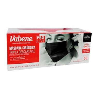 Imagem de Máscara Descartável Vabene Preta Com 50 Unidades Tamanho Único