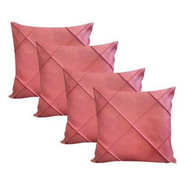 Imagem de Kit 4 Capa Almofada Sala Suede Drapeada Toque Macio 45 X45cm - NoBrand